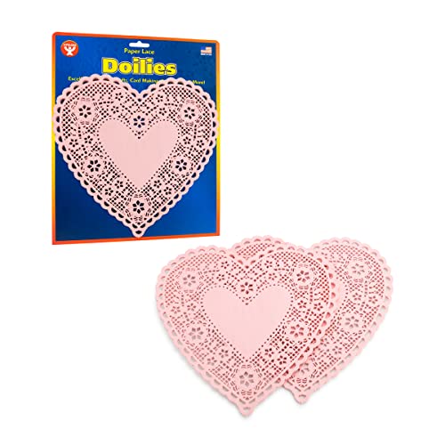 Hygloss Products, Inc 100 Hearts Paper doilies, 8-Inch, Pink, Count