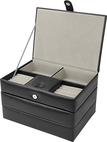 BARSKA Ch√©ri Bliss Jewelry Case JC-500 with 3 Storage Trays, black (BF12708)