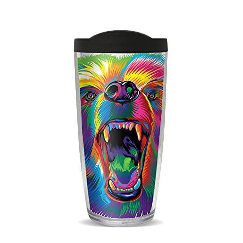 FREEHEART 22oz Tumbler - BEAR - PD Moreno Pop Colors with Black Lid