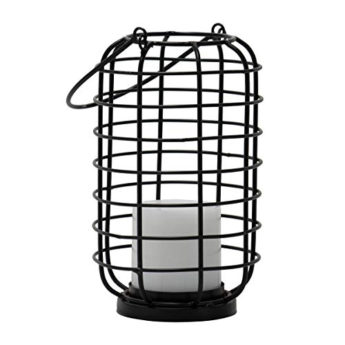 Foreside Home & Garden Black Round Metal Wire Pillar Candle Holder with Handle