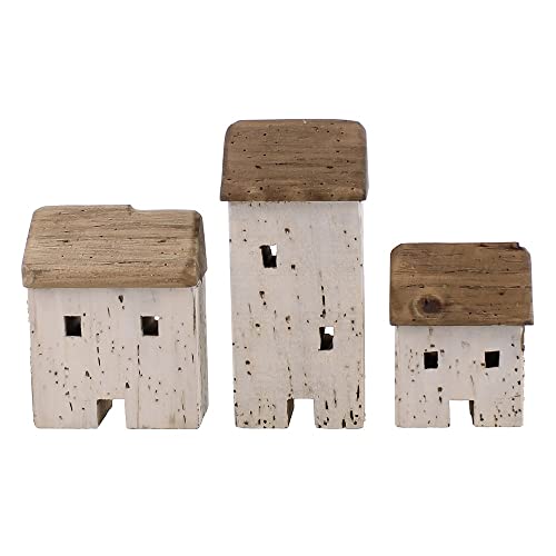 HomArt Kelso Miniature Cottages, Set of 3, Natural Wood