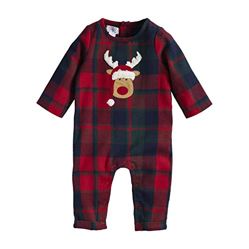 Mud Pie Reindeer Applique One Piece, Red, 3-6 Months