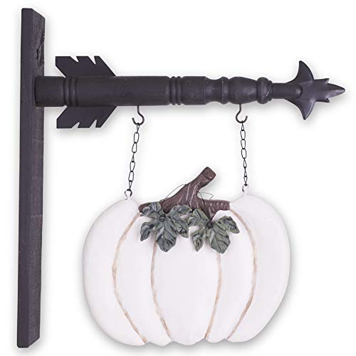 K&K Interiors B8096-WH Resin Whitewashed Pumpkin Hanging Arrow Replacement, White