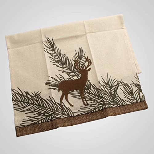 Lipco Deer Pine Applique Kitchen Towel, 22-inch Length, Fabrtic, Brown, for Kitchen Accessories, Everyday Use, Gift