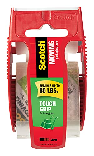 Scotch Tough Grip Moving Packaging Tape with Dispenser, 1.88 in x 22.2 yd, 44.80 Ounce