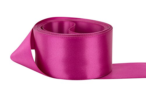 Ribbon Bazaar Double Faced Satin Ribbon - Premium Gloss Finish - 100% Polyester Ribbon for Gift Wrapping, Crafts, Scrapbooking, Hair Bow, Decorating & More - 7/8 inch Magenta 50 Yards