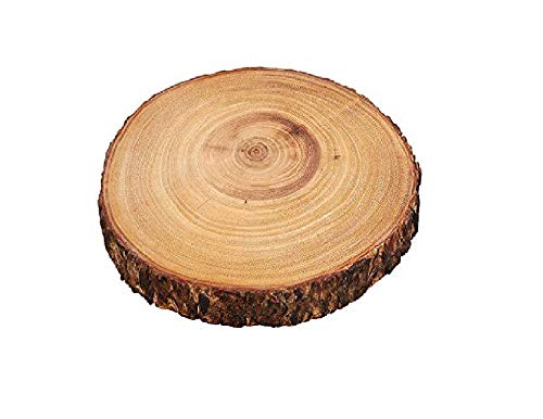 Frieling Zassenhaus Natural Bark Acacia Wood Round Serving and Cheese Board, 9", Brown