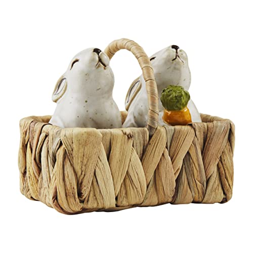 Mud Pie Easter Bunny Salt And Pepper Shaker Set, Bunny, 4.24" x 2.75", Stoneware