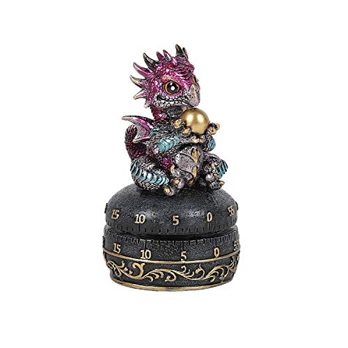 Pacific Trading Giftware Fantasy Guardian Purple Dragon with Egg Mechanical Kitchen Timer Functional Decorative Figurine Statue