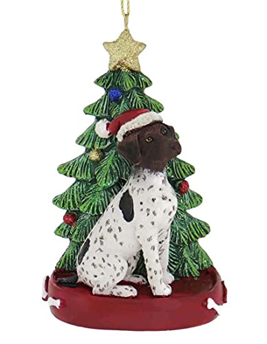 Kurt Adler GERMAN SHORTHAIRED POINTER WITH CHRISTMAS TREE ANE LIGHTS ORNAMENT FOR PERSONALIZATION