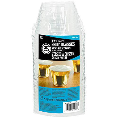 Amscan Two-Part Shot Glasses, 2.75 oz, Clear