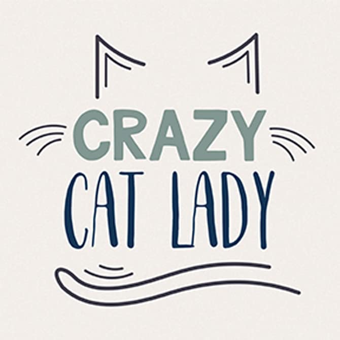 Carson Home Crazy Cat Lady House Coaster, 4-inch Square, Set of 4
