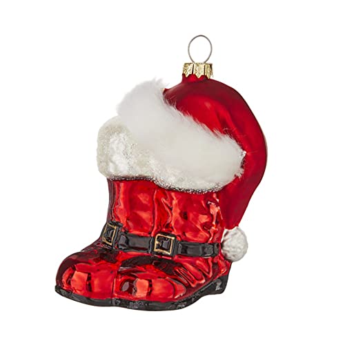 RAZ Imports 4124649 Santa Hat and Boots Decorative Ornament, 4-inch Height, Glass