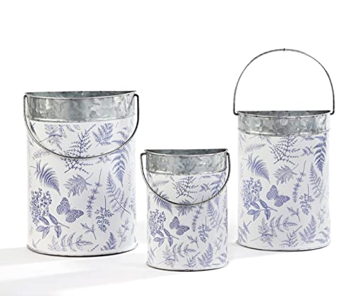 Giftcraft 718079 Galvanized Metal Hanging Buckets, Set of 3