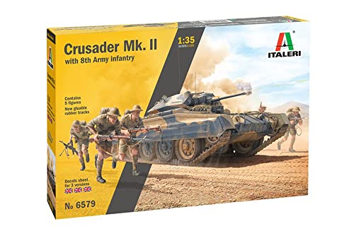MRC Italeri 6579S 1:35 Crusader Mk.II with Inf. Fig. (5), Construction, Stand Model Making, Crafts, Hobbies, Gluing, Plastic kit, Multicoloured