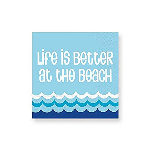 Design Design 624-07357 Life is Better Cocktail Napkins, 5", Blue