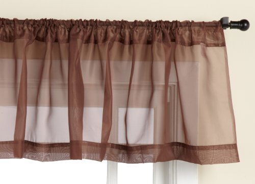 Belle Maison Stylemaster Elegance Sheer Voile, 60" X 14" | Straight Valance, Chocolate