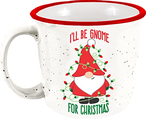 Spoontiques - Christmas Gnome Camper Mug - Cute Ceramic Campfire Mug - Great for Outdoor Lovers, Backpackers, Adventurers - Friends & Family Gifts