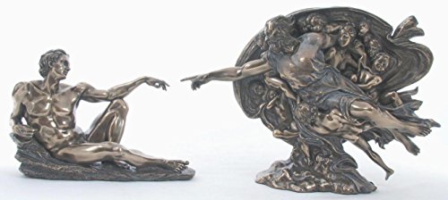 Unicorn Studio The Genesis Creation of Adam Touching Hands with God 11 Inch Cold Cast Bronze Religious Statue