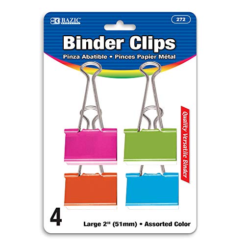 BAZIC Assorted Color Binder Clip 2 Inch (51mm) (272)
