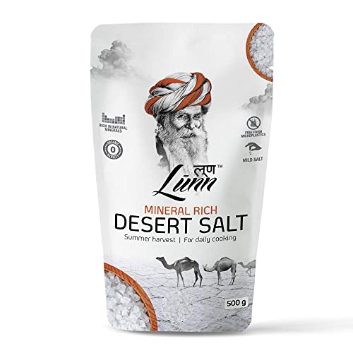 LUNN Natural Coarse Grain Desert Salt | 17.63 Oz (500 Gm) | Specially Harvested in Summer | Rich in 70+ Minerals, Pure & Unrefined Salt | NON-GMO | Gluten Free & Vegan | Used for Everyday Cooking