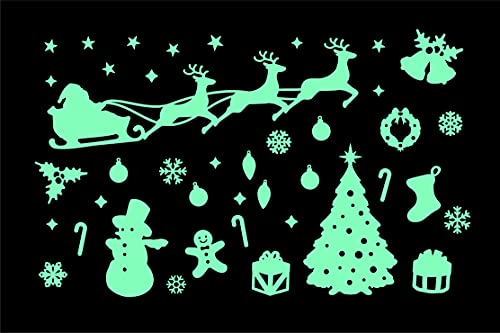 GLOPLAY Merry Christmas Series (40pcs/Pack), Glow in The Dark Educational Wall Stickers, The Eco-Friendly and Brightest Wall Stickers for Ceiling, Bed time, Bath Room, Party, Decor, Made in Japan