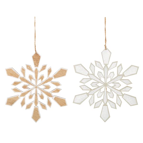 Ganz MX184098 Glitter Snowflake Ornament, 8.25-inch Height, Plywood, Set of 2