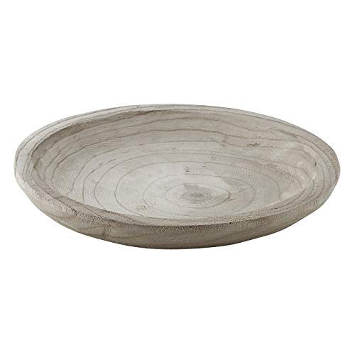 Creative Brands Santa Barbara Design Studio Pure Design Hand Carved Paulownia Wood Serving Bowl, Large, Grey