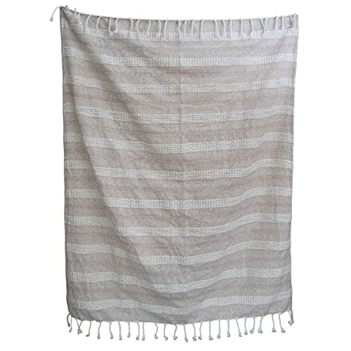 Foreside Home and Garden Hand Woven Taupe Cotton & Acrylic Throw Blanket