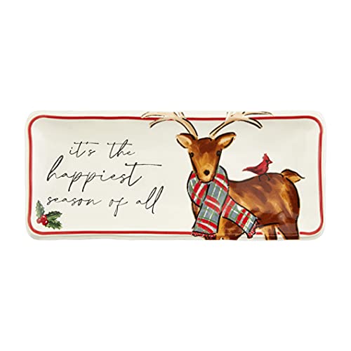 Mud Pie Mini Christmas Dish, Deer, 4" x 9.25", Dolomite