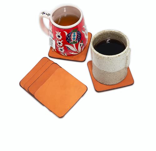 Alta Andina Magnetic Leather Coasters | Set of 6 Square Drink Coasters | Magnet in Each Coaster, Stack & Store Neatly Together ‚Äö√Ñ√¨ No Holder Needed (Brown ‚Äö√Ñ√¨ Miel)