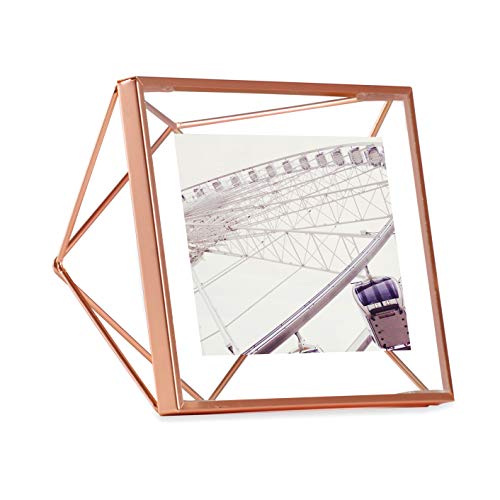 Umbra Prisma Picture Frame, 4x4 Photo Display for Desk or Wall, Copper