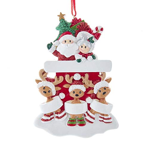 Kurt Adler W8492 Santa Sled Family of 5 Ornament for Personalization, 5-inch High, Resin