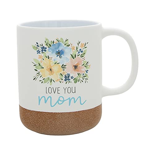 Pavilion Gift Company - Love You Mom - 16-ounce Stoneware Mug with Sandy Glazed Bottom, Floral Pattern, Large Handle Coffee Cup, Mother‚Äôs Day Gift, Gifts For Mom, 1 Count (Pack of 1), 3.5‚Äù x 3.5‚Äù