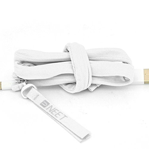 NEET 36 inch Cable Sleeve, Reusable Light Weight Cable Organizer for Type-C, Amplifier, Android Cable,Earbud Zippered Cord Wrap Management Keeper for iPhone Charging Cables- White