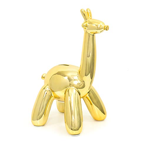 Made By Humans Balloon Giraffe Money Bank, Cool and Unique Ceramic Piggy Bank with High-Gloss Finish, Gold