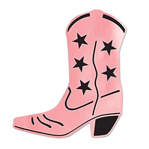 Beistle Foil Cowboy Boot Silhouette, 16", Pink