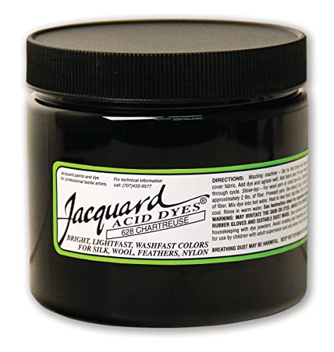 Jacquard Acid Dye for Wool, Silk and Other Protein Fibers, 8 Ounce Jar, Concentrated Powder, Chartreuse 628