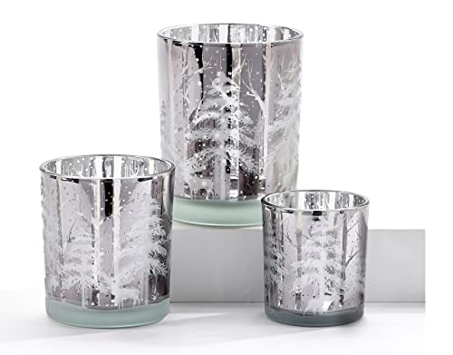 Giftcraft 683351 Christmas Tree Candle Holders, Set of 3, Glass