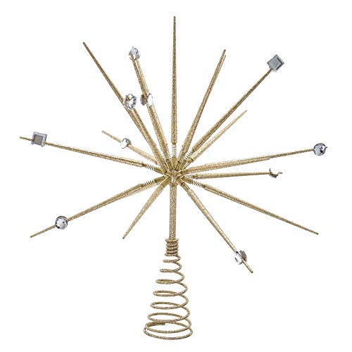 Kurt Adler Adler 14.8-Inch Gold Starburst Throng Treetop Tree Topper, Multi