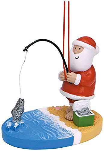 Cape Shore Christmas Resin Ornament Santa Surf Fishing Holiday Tree Decoration, Home Collection