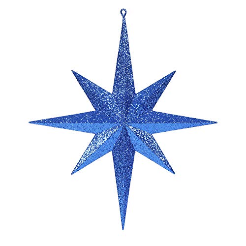 Vickerman M167502 Plastic Iridescent Glitter Bethlehem Star, 15.75", Blue