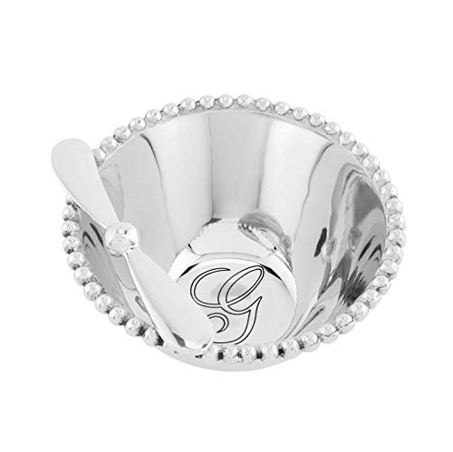 Mud Pie Mud Pie Initial Aluminum Dip Set, bowl 3" x 6" dia | spreader 5 1/2", A