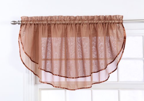 Belle Maison Stylemaster Elegance Sheer Voile Ascot Valance, 60" x 24‚Äö√Ñ√π, Mocha
