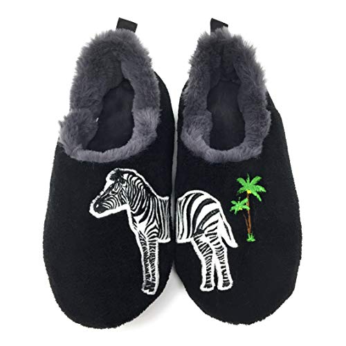 Oooh Yeah Socks JYinstyle Women‚Äôs Wild Life Zebra Plush Slippers M (Shoe Size 7/8)