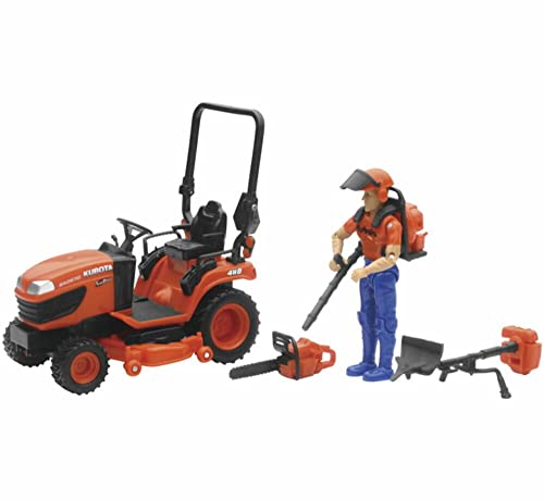 New Ray Toys 1/18 Kubota BX2670 Lawn Tractor with Figure & Accessories by New Ray SS-33453