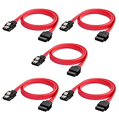 CableCreation SATA III Cable, [10-Pack] 8-inch SATA III 6.0 Gbps 7pin Female to Female Data Cable with Locking Latch, Red