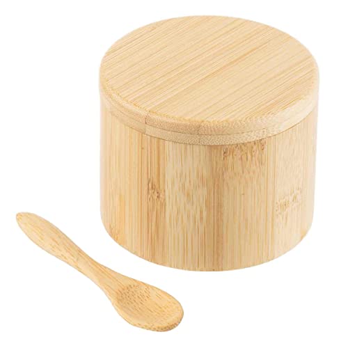 Tablecraft 11158 Salt Box with Spoon, Bamboo (Coated), 6 oz