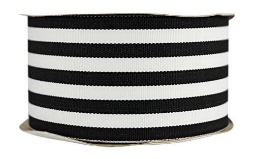 Ribbon Bazaar Grosgrain Mono Five Stripes 2-1/4 inch Black 20 Yards 100% Polyester Ribbon
