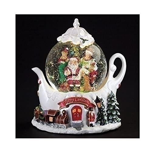 Roman 134367 Musical LED Swirl Santa Mrs and Elves Dome, 8-inch Height